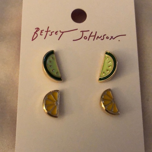 Betsey Johnson Gold Tone Lemon & Lime Wedge Stud Earring Set NWT - Picture 4 of 13